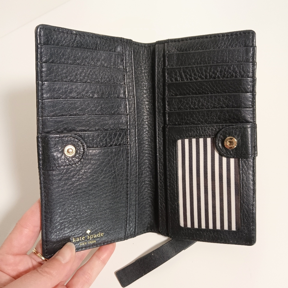 Kate Spade Black Leather Snap Wallet - Picture 2 of 6